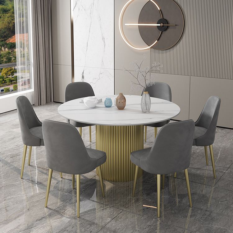 Glam 1/7 Pieces Dining Set Round Stone Dining Table for Dining Room