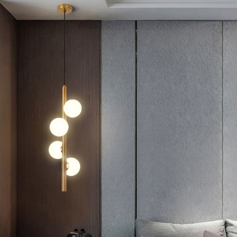 Opal Glass Orbs Iluminación colgante de araña mínima colgante para sala de estar