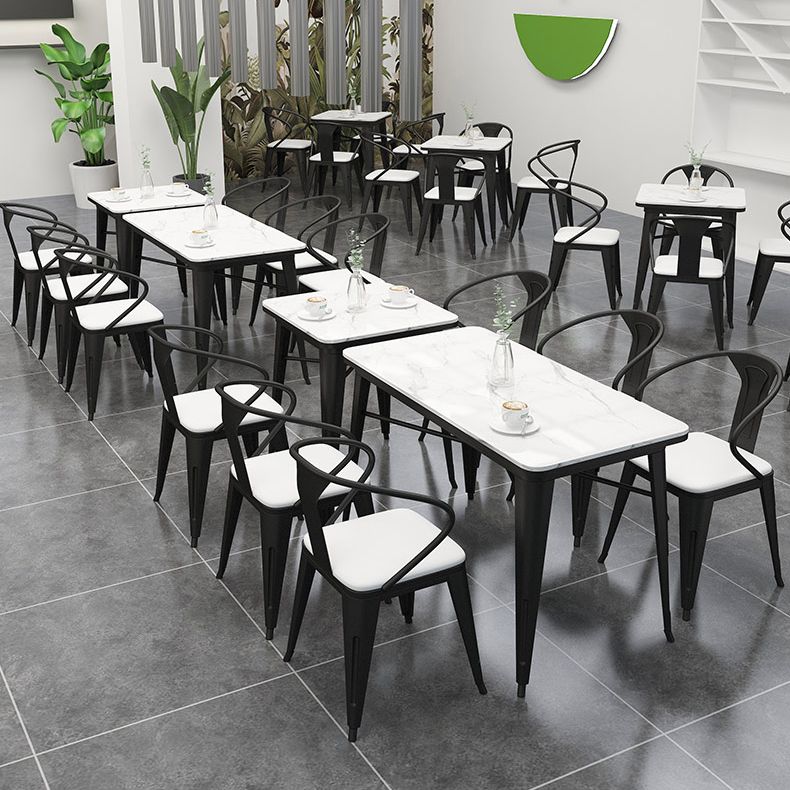 Black and White Dinette Set 1/2/3/5 Pieces Modern Stone Dining Table Set