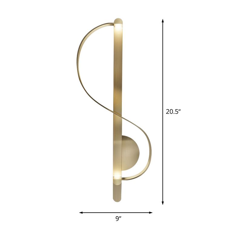 Gold S-Shape Wall Mount Fixture Modern LED Metal Sconce Lighting Fixture for Corner