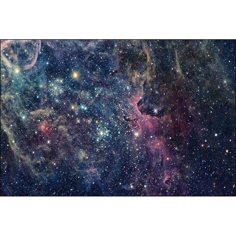 Modern Living Room Rug in Blue Outer Space Galaxy Print Rug Polyester Non-Slip Backing Area Rug