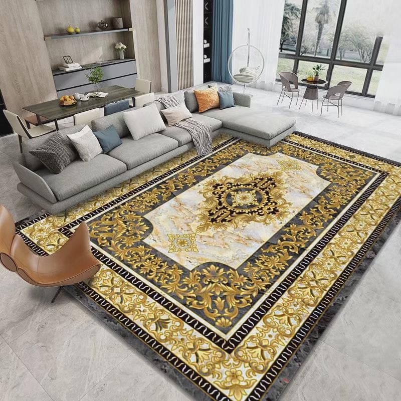 Modern European Style Rug Colorful Glam Floral Print Carpet Anti-Slip Backing Rug for Home Decor