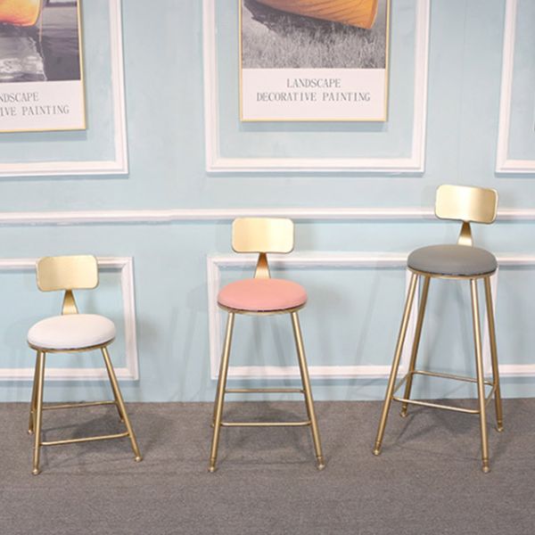 Glam Metal Bar and Counter Stool Low Back Stool with 4 Gold Legs