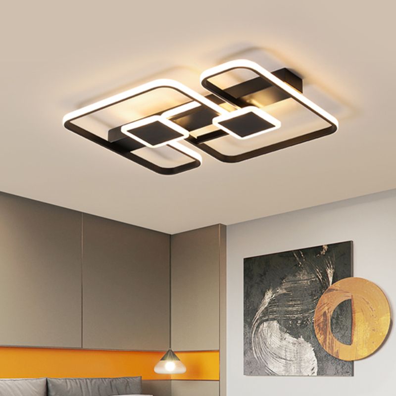 Illuminazione geometrica Flushmount Nordic Metal LED Camera da letto Flush Mount in nero, 16.5 "/20.5 "/24.5" W (La personalizzazione sarà di 7 giorni)