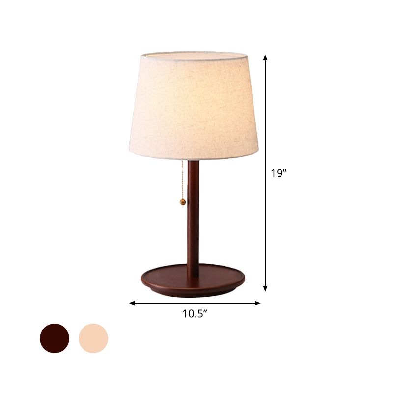 1 tête de table conique légère tissu moderniste petite lampe de bureau en brun rouge / bois avec chaîne de traction