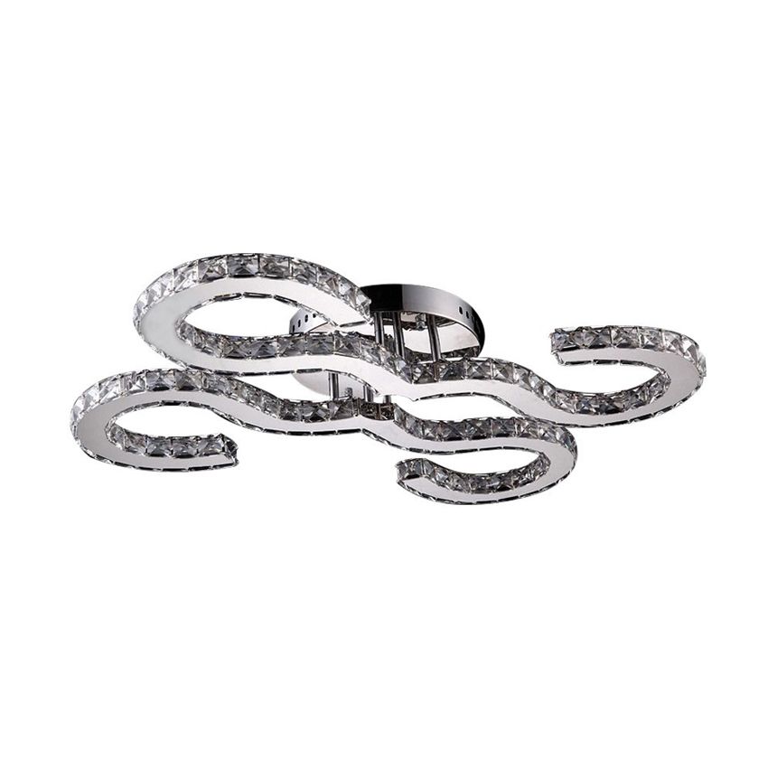 Luz de techo curvada contemporánea Cristal y metal cálido/blanco/3 color iluminación de luz luz en cromo para dormitorio