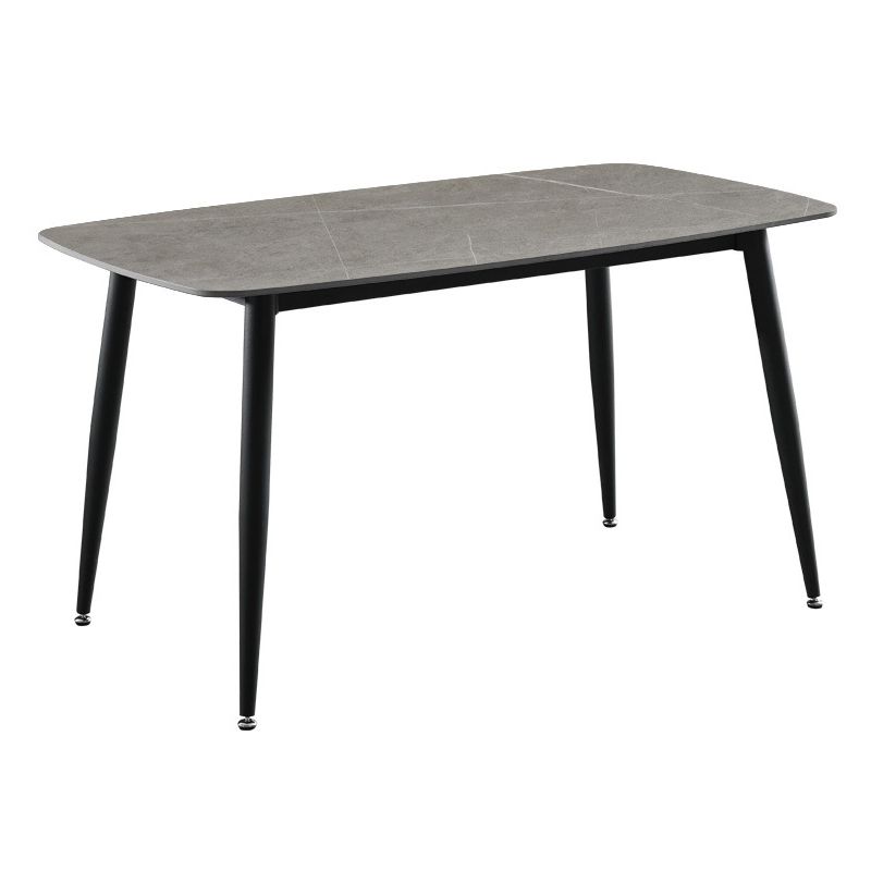 Mesa de comedor rectangular contemporánea Mesa de comedor de piedra sinterizada con 4 patas de metal para comedor