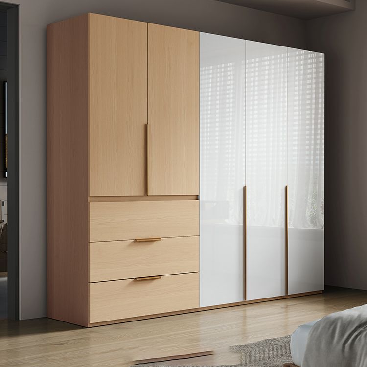 Engineered Wood Wardrobe Closet with Drawer Modern Wardrobe Cabinet