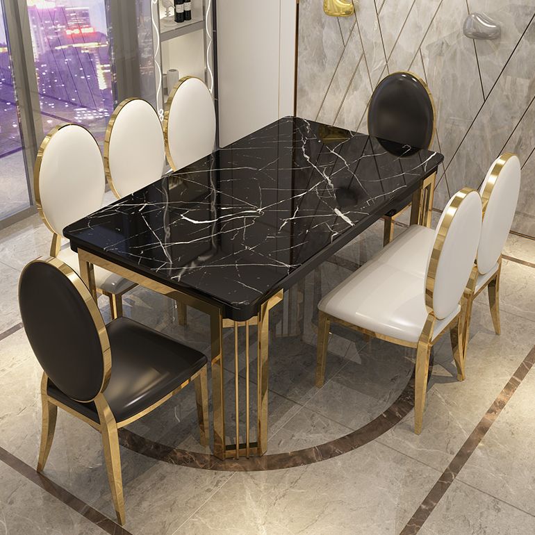 Metall traditionelles Luxus -Rechteck -Innentisch Sintered Stone Tisch mit Beinen
