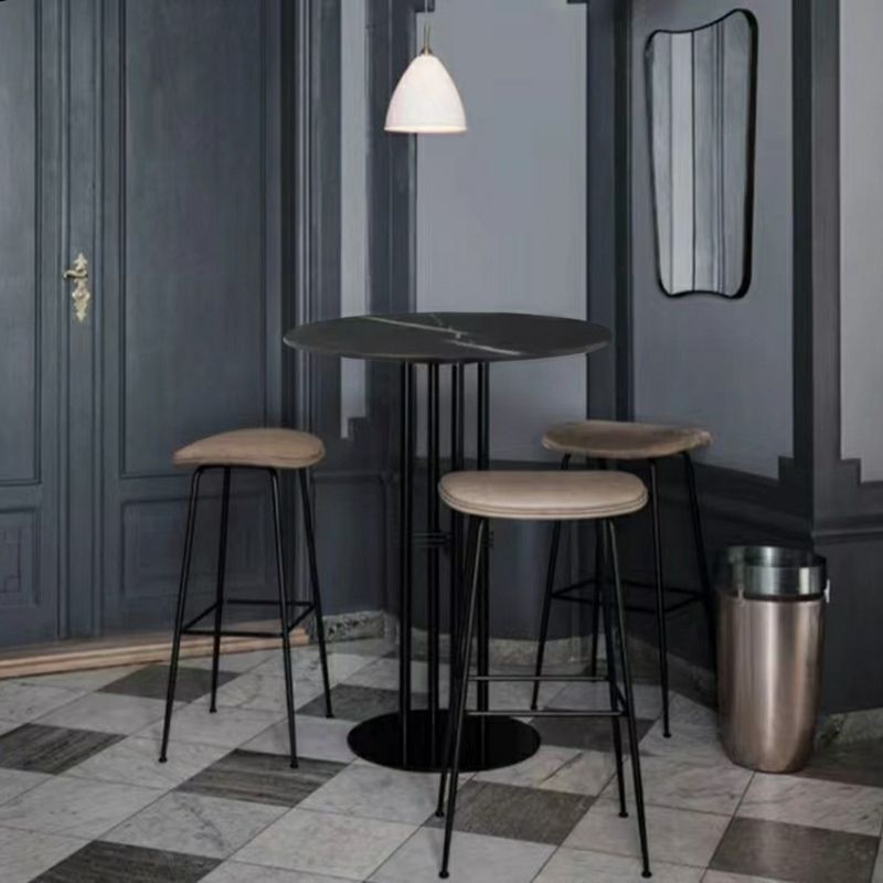 Pedestal Pub Table 41.3"H Glam Round Bar Height Bar Table with Stone Top