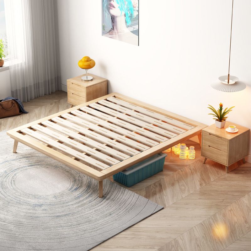 Solid Wood Platform Bed Frame Rubberwood Platform Bed in Natural
