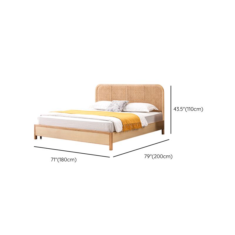 Solid Wood Panel Bed Tropical Standard Bed With Custom Gold Legs