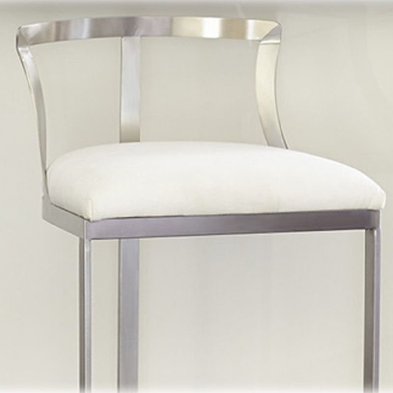 White Upholstered Bar Stools Backrest Counter Stool with Metal Base
