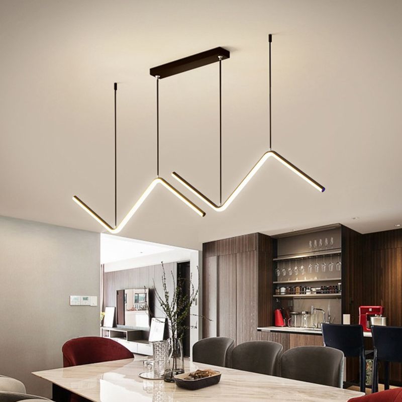 Modern Long Strip Dining Chandelier Dining Room LED Pendant Light Fixture