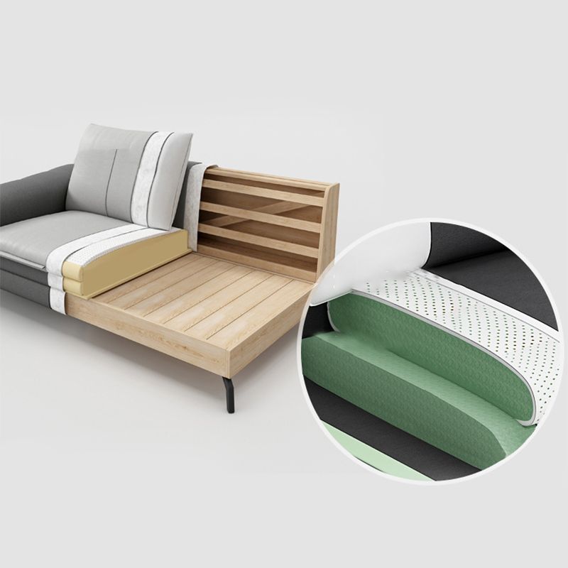 Faux leather Sectional Pillow Top Arm Beige Sectional for Living Room