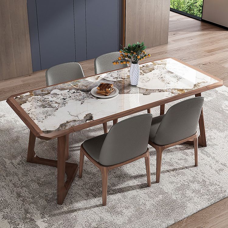 Designer Style Sintered Stone Dining Set Rectangle 1/4/5/7 Pieces Wooden Table with Chairs