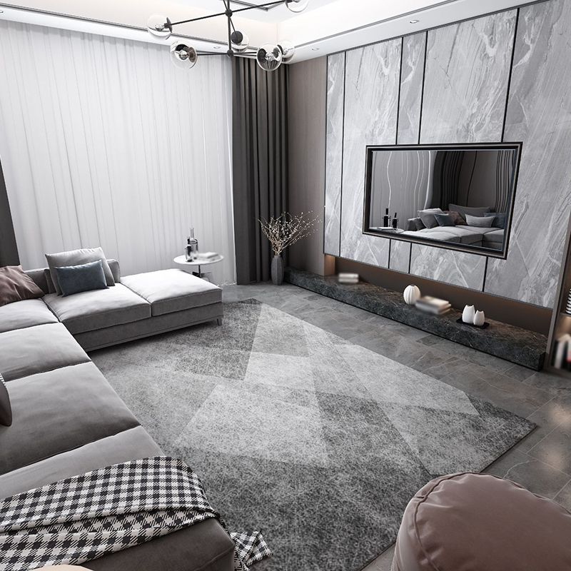 Tapis gris moderne en polyester tapis roulable de tapis lavable pour décoration intérieure