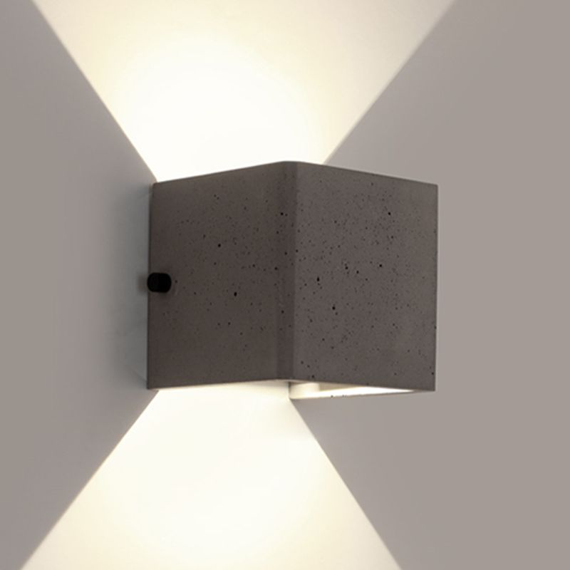 Industrial Cement Wall Light Cube Single Light Wall Sconce in Grey for Bedroom