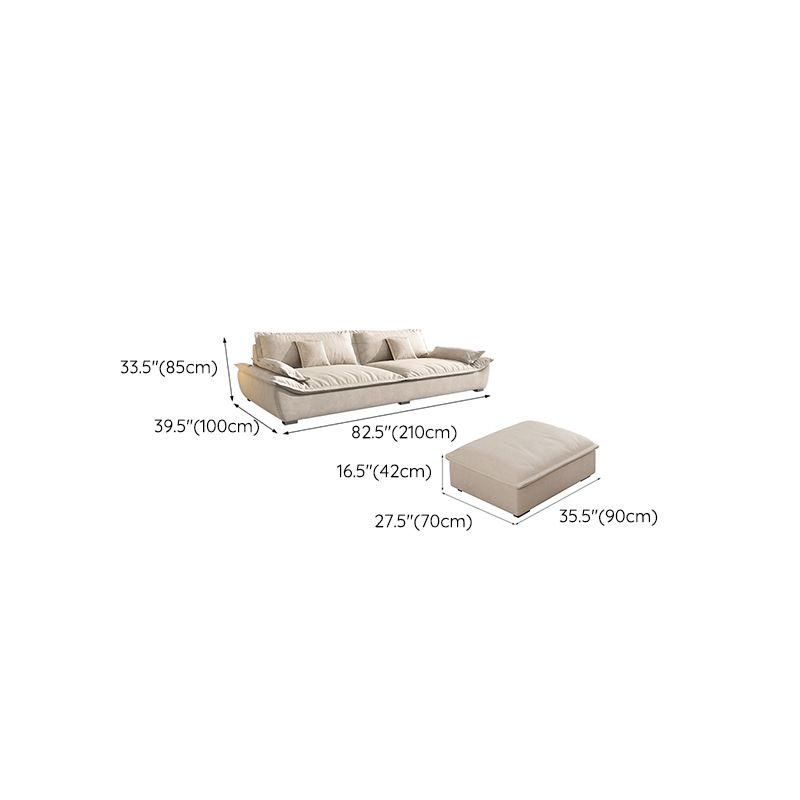 Contemporary Pillow Top Arm Living Room White Pillows Fabric Settee