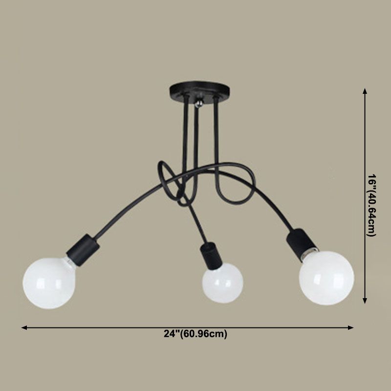 Montaggio a semi-incasso Sputnik nero in apparecchio da soffitto in ferro laccato in stile creativo industriale