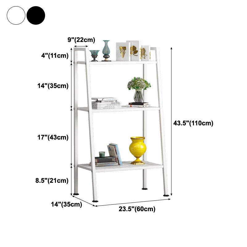 Modern Style Ladder Bookshelf Open Back Metal Bookcase for Home