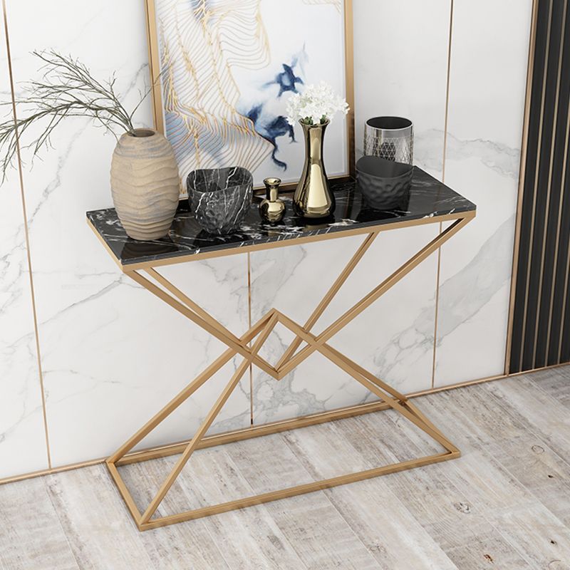 11.8" W Modern Console Accent Table Antique Finish Sofa Console Table in Marble