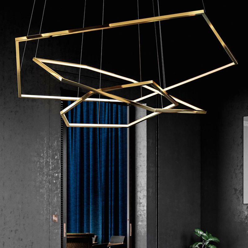 3 Lights Polygon Shade Hanging Light Modern Style Metal Pendant Light for Dining Room