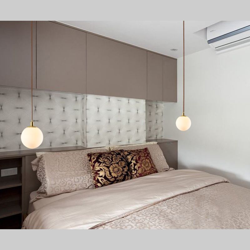 1 Light Spherical Pendant Lamp Modern Minimalist Opal Glass Hanging Lamp for Living Room