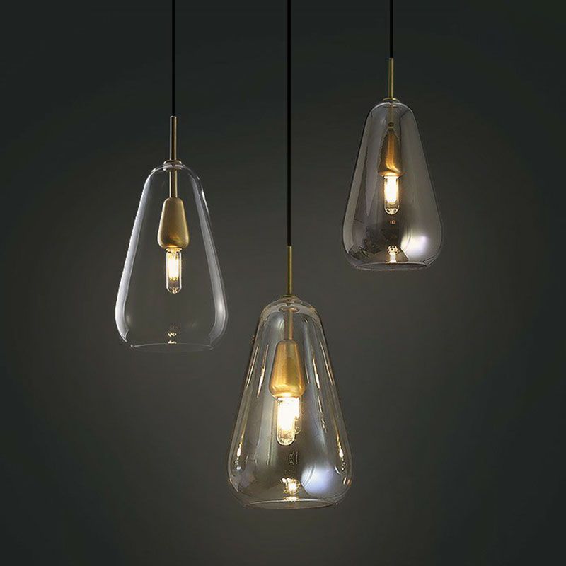 Druppel open-keuken hanger lichtglas 1 kop simplicity pendulum licht in messing