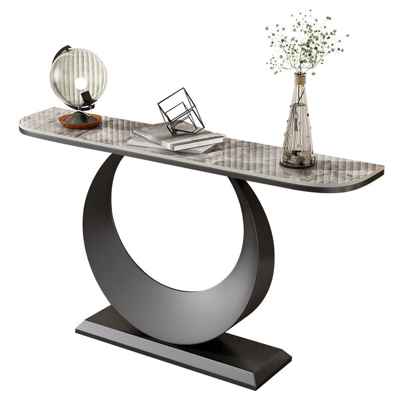Stain Resistant Console Table 11.8" W Slate Glam Half Moon End Table