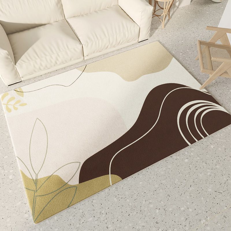 Color Block Rug Nordic Rug Polyester Stain Resistant Anti-Slip Rug for Sleeping Room