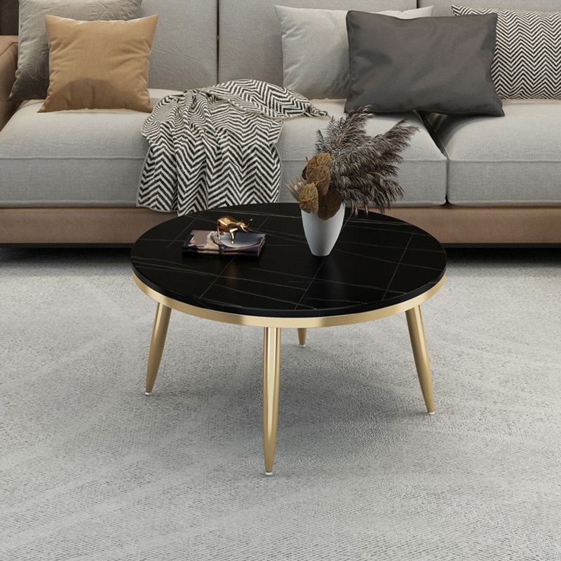 Glam Slate and Metal Coffee Table 4 Legs Round Cocktail Table