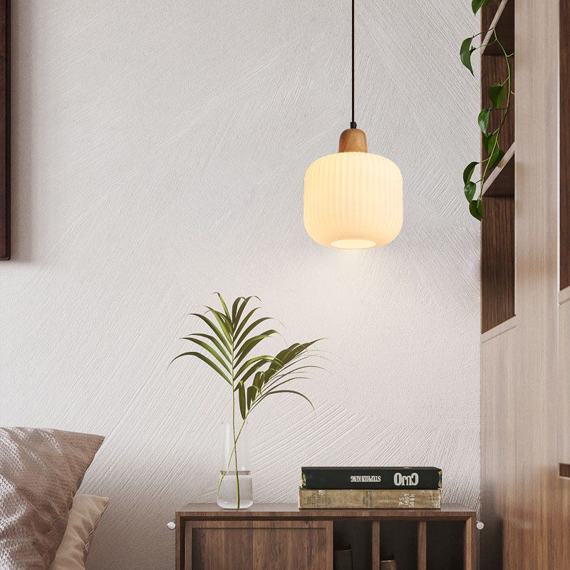 Wit Rubberwood Hanglampverlichtingsarmaturen Moderne Lantern Suspension Lamp voor restaurant