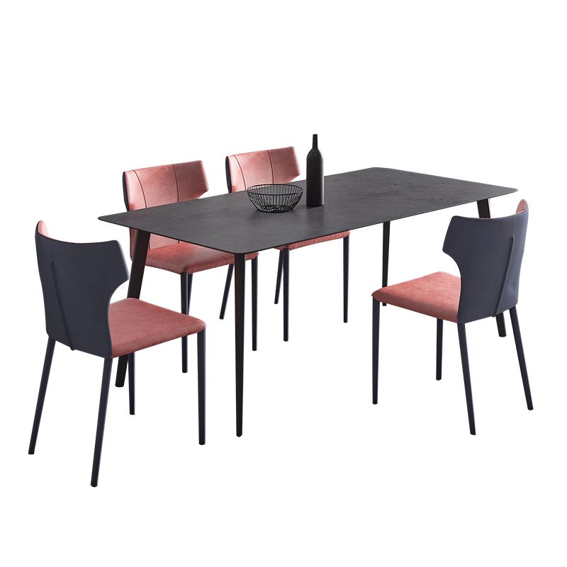 Sintered Stone Black Dining Table Industrial 4 Legs Table for Dining Room