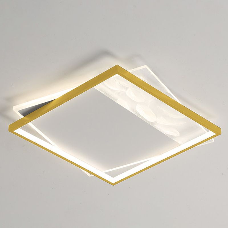 Geometry Shape LED Feather Ceiling Lamp Modern Iron 1 Light Flush Mount for Living Room