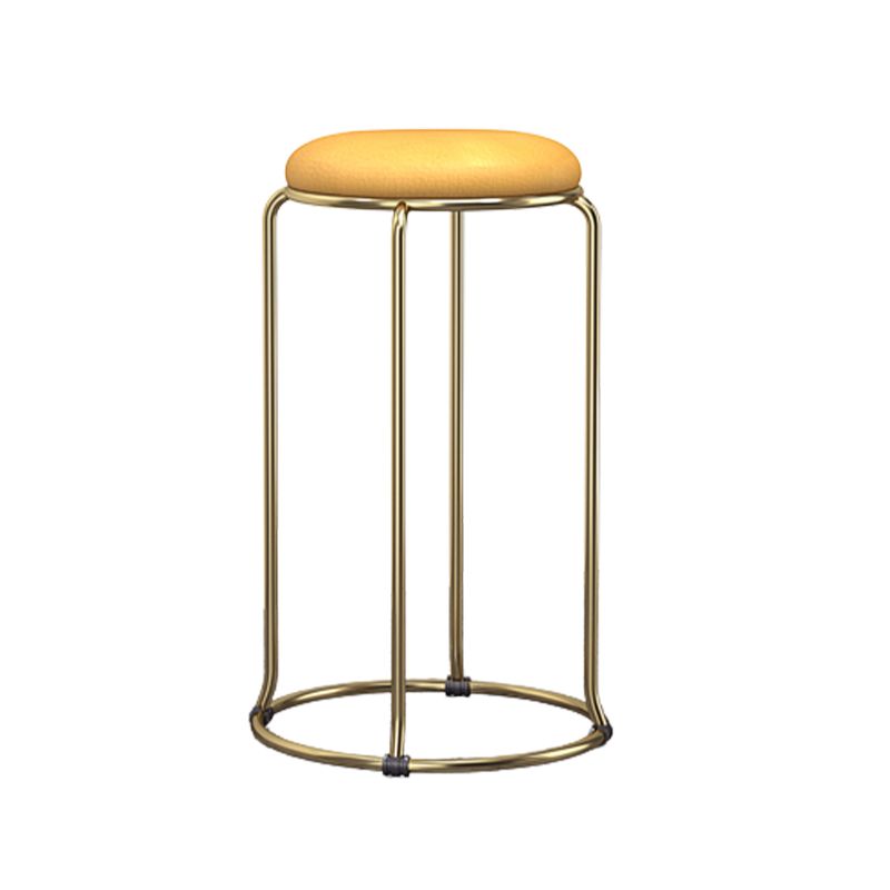 Glam Round Seat Counter Stool Faux Leather and Fabric Backless Counter Chair