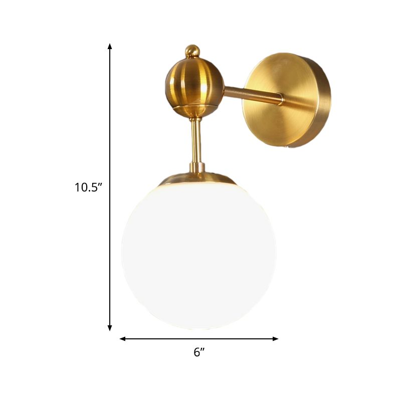 Wit Glass Global Wall Light Fecture Post Modern 1-Bulb SCONCE LAMP IN MESSEN MET INSTELBARE NODE
