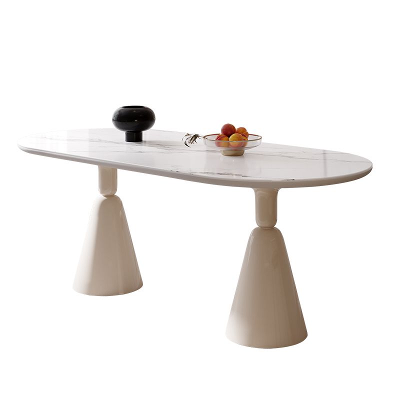 Contemporary Double Pedestal Dining Table Oval Kitchen Dinner Table