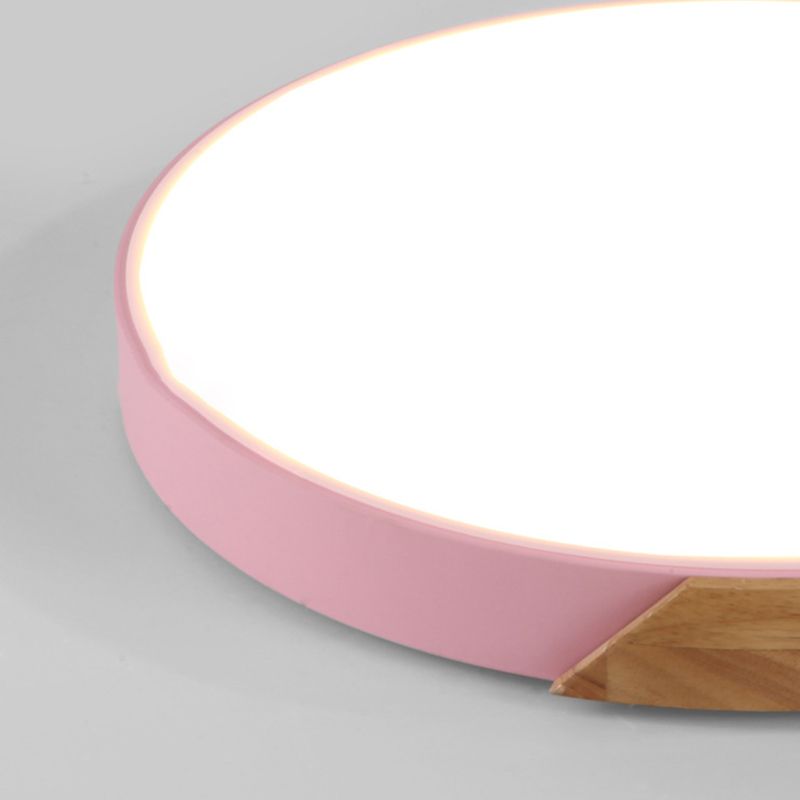 Round Shape Ceiling Lamp Modern Macaroon Iron 1 Light Flush Mount for Living Room Study
