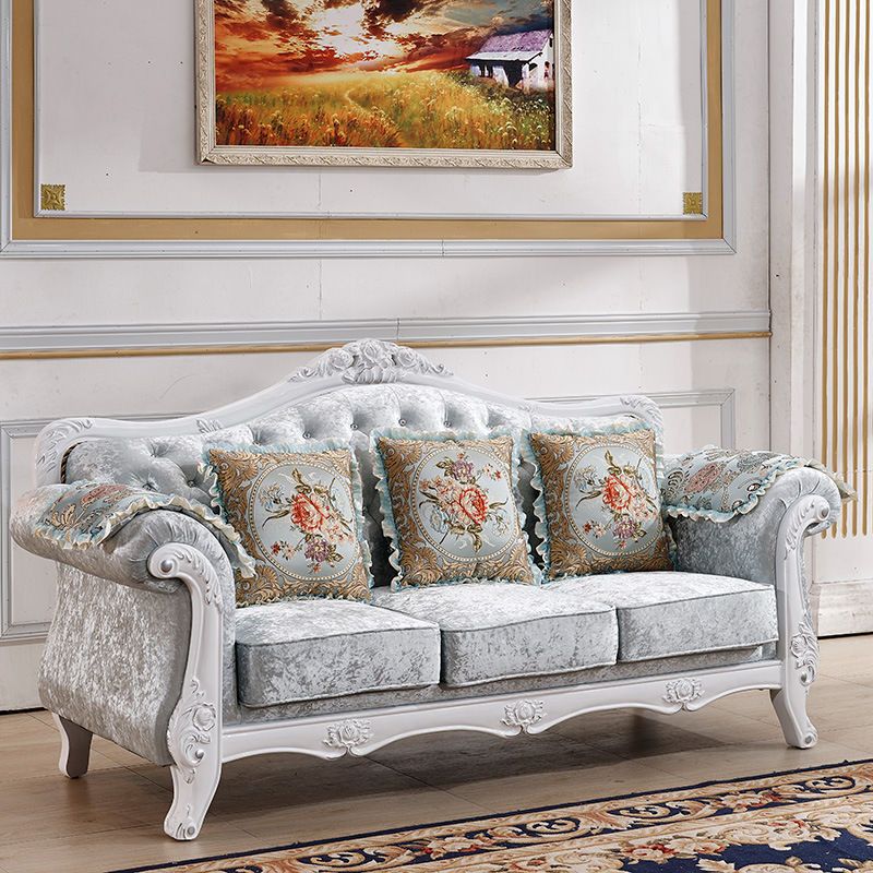Traditional Standard Flared Arm Settee Couch for Three People
