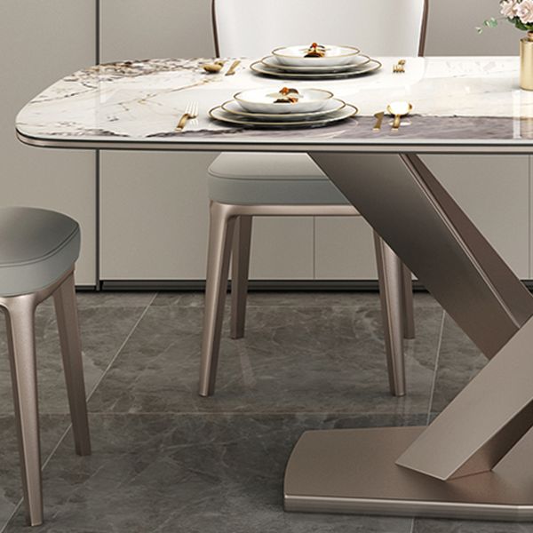Traditional Luxury Pedestal Furniture Stone Dining Table for Dining Room