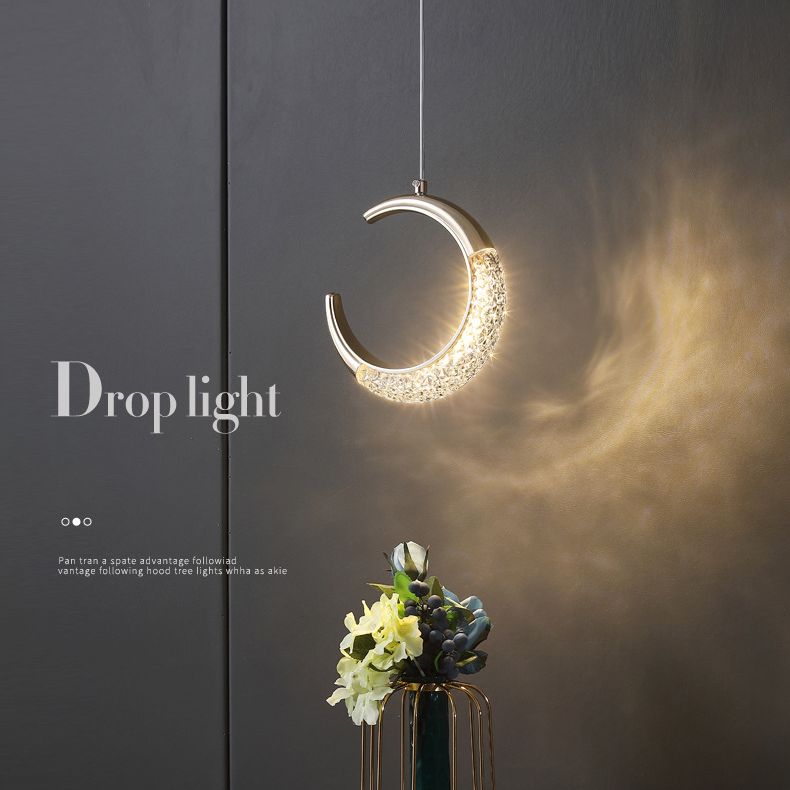 Oro 1 luce mezzaluna leggera lampada a sospensione moderna acrilica chiara piccola lampada sospesa per soggiorno