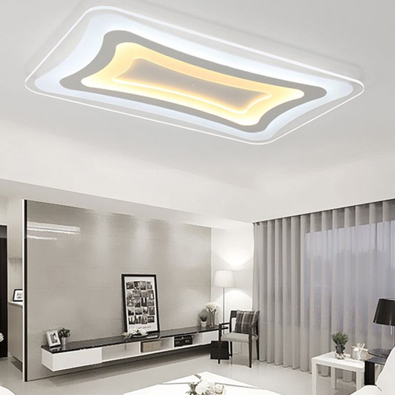 23.5"/35.5"/47" Wide Rectangular Acrylic Flushmount Simple LED White Ceiling Light in Warm/White Light