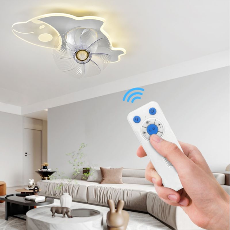 Cartoon LED Plafond lampe à fans à 360 degrés Rotatif pour enfants SEMI SEMI MOUR MONT