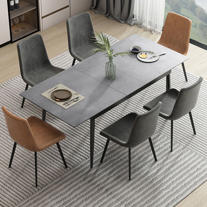 Industrial Rectangle Dining Site Table Stone Top Extendable Trestle Dining Table