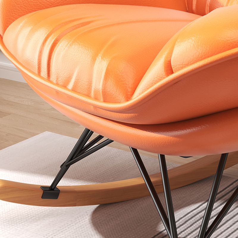 Contemporary Upholstered Rocker Chair Metal Frame Spindle Rocker Chair with Ottoman