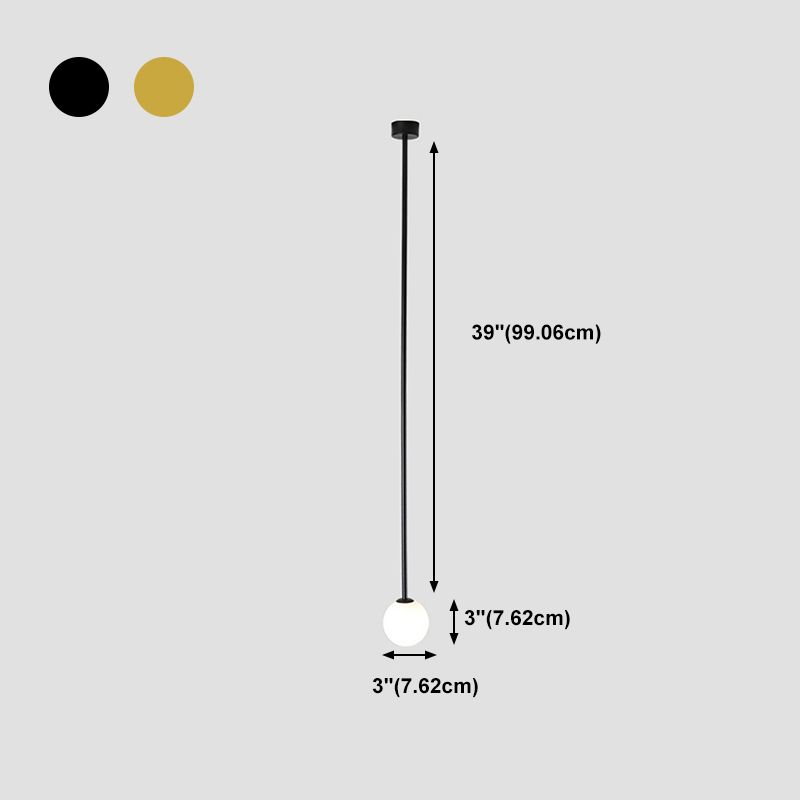 Mini Balle en forme de suspension de lampe de lampe à lampe 1-Bulb Lumière avec une teinte en verre pour le chevet