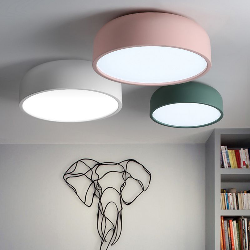 1 Head Macaron Ceiling Light Iron Material Acrylic White Light Living Room Flush Mount Lighting