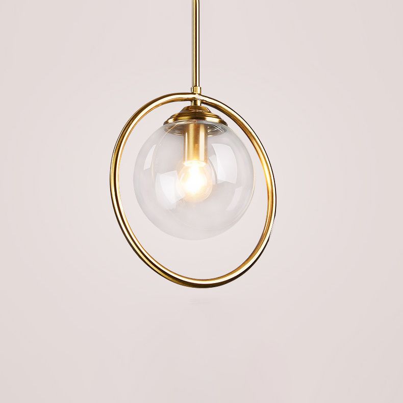Glazen bronzen binnenhanglamp in moderne creatieve stijl Iron Globe hangende lamp