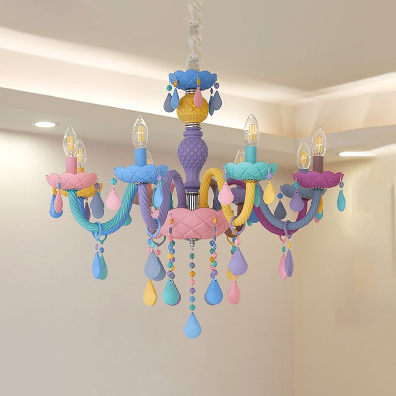 Nordic Multi Head Candle Chandelier Macron Metal Metal Chandelier Lighting Fixtures pour chambre à coucher